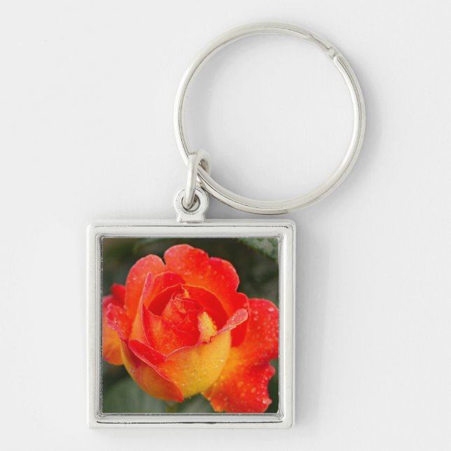 Llavero Rosa naranja Floral (Frente)