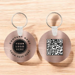 Llavero Rosa Oro Tu Logotipo De Negocio Código QR<br><div class="desc">Su Keychain de logotipo empresarial aquí que puede utilizarse como herramienta de marketing comercial promocional para una empresa o una empresa. Póngase en contacto con el diseñador para obtener elementos coincidentes.</div>