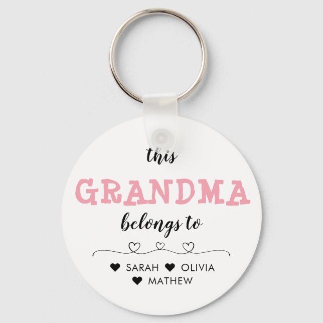 Llavero Rosa personalizado Esta abuela pertenece a Keychai (Anverso)