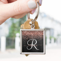 Rosa personalizado Purpurina de oro Monograma de e