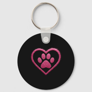 Llavero Rosa Pink Paw Corazón Cute Perro Gato Amor San Val