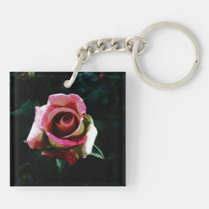 Llavero Rosa Pintada al Óleo