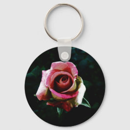 Llavero Rosa Pintada al Óleo