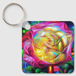 Llavero Rosa psicodélico arcoiris