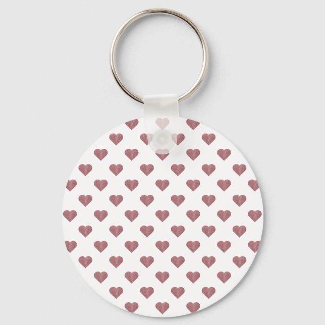 Llavero Rosa purpurina Corazón de Oro Fondo Blanco (Anverso)