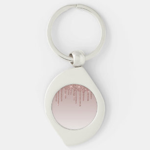 Llavero Rosa Purpurina Oro Perforaciones Líquidas