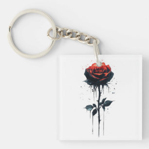 Llavero Rosa que gotea sangre: Arte floral gótico
