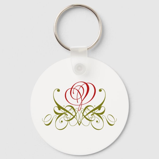 Llavero Rosa Red Flourish (Anverso)