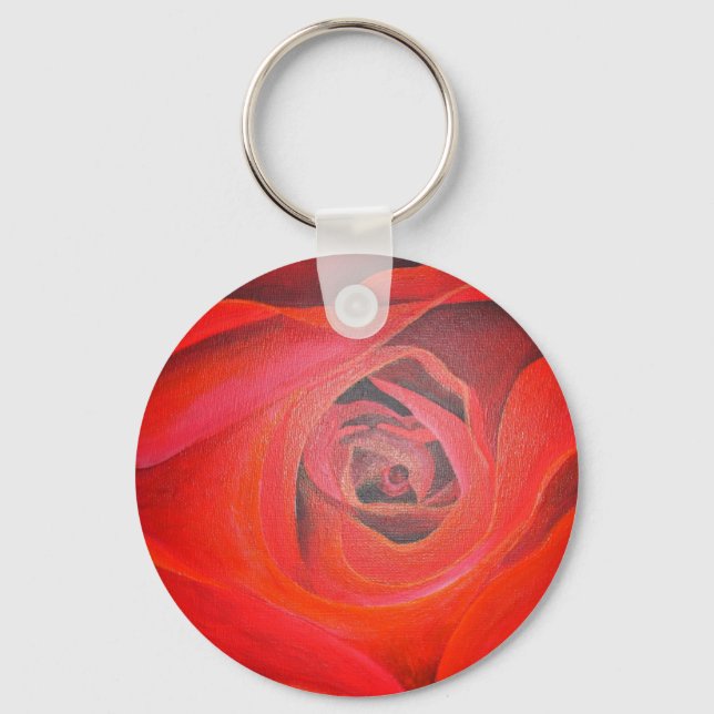 Llavero Rosa Roja Artística en Forma de Corazón (Anverso)