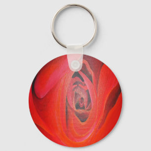 Llavero Rosa Roja Artística en Forma de Corazón
