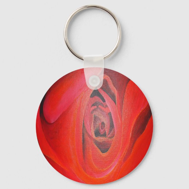 Llavero Rosa Roja Artística en Forma de Corazón (Anverso)