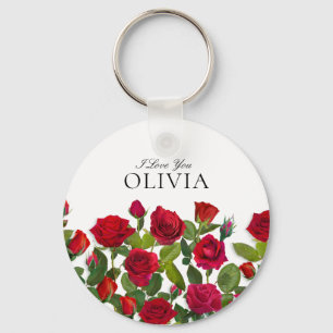 Llavero Rosa Roja Moderna Minimalista Nombre Te Amo