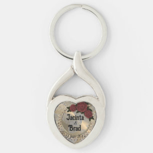 Llavero Rosa romántico Wreath Feather Boda