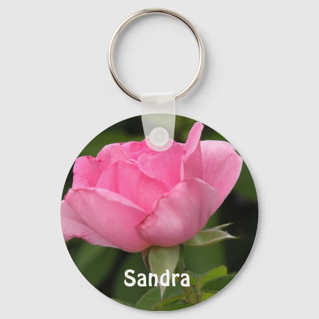 Llavero Rosa rosa Añadir la cadena de claves de nombre (Anverso)