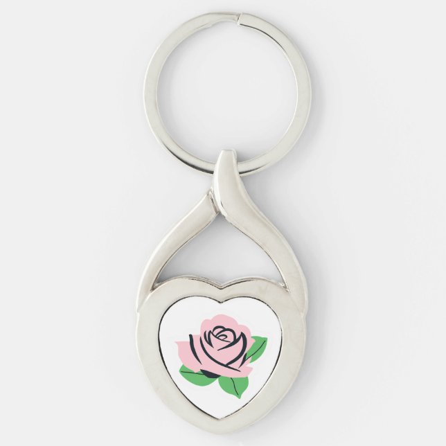 Llavero Rosa Rosa Nombre Personalizable (Anverso)
