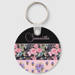 Llavero Rosa Rosa Rosas Acuarela Vintage Personalizable