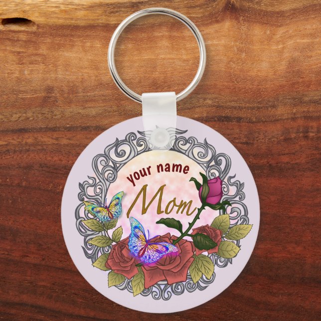 Llavero Rosa Rosebud Mom personalizado (Anverso)