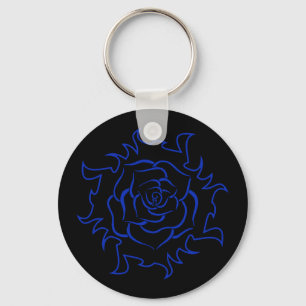 Llavero Rosa Tribal En Keychain Negro Y Azul