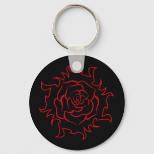 Llavero Rosa Tribal En Keychain Negro Y Rojo
