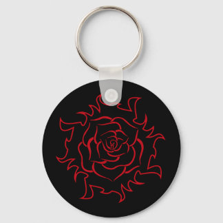 Llavero Rosa Tribal En Keychain Negro Y Rojo