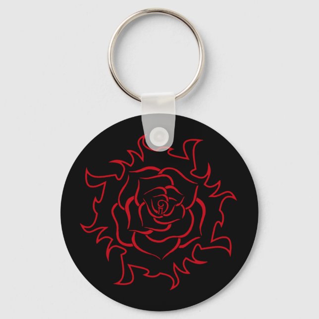 Llavero Rosa Tribal En Keychain Negro Y Rojo (Anverso)