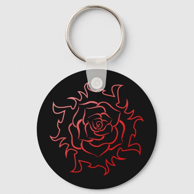 Llavero Rosa Tribal En Una Cadena Clave De Gradiente Rojo (Anverso)
