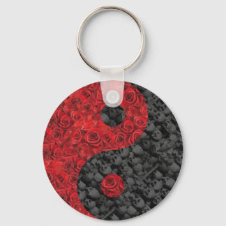 Llavero Rosa y cráneo Yin Yang
