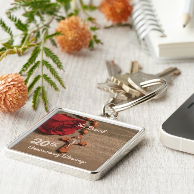 Llavero Rosa y Rosario del 20° Aniversario de la Ordenació (Lado)