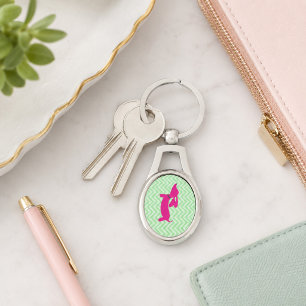 Llavero rosa y verde de dachshund