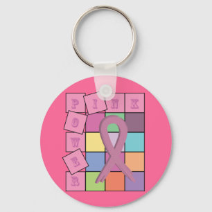 Llavero rosado de la cinta de la conciencia del