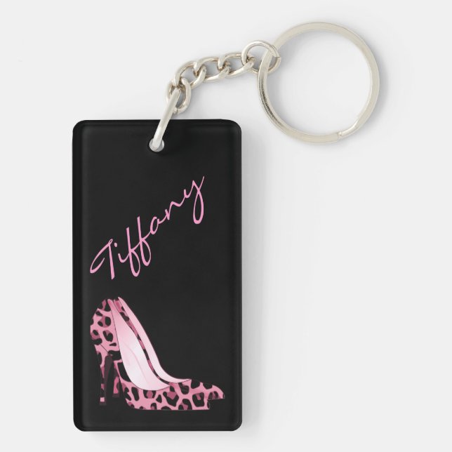 Llavero rosado de moda del personalizado del (Atrás)