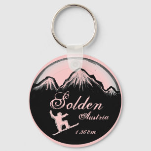 Llavero rosado del arte de la snowboard de Solden