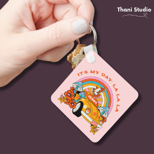 Llavero Rosado del partido de cumpleaños Flashback Retro V