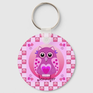Llavero rosado lindo con el búho, los modelos y