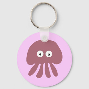 Llavero rosado lindo de las medusas del dibujo