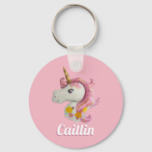 Llavero rosado personalizado del unicornio