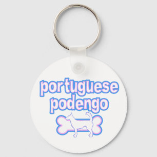 Llavero rosado y azul de Podengo del portugués de