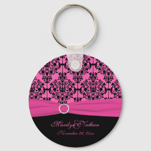 Llavero rosado y negro del damasco