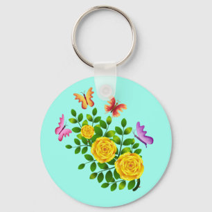 Llavero Rosas Amarillas Y Mariposas