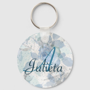 Llavero Rosas azul monograma