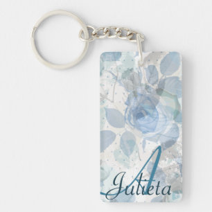 Llavero Rosas azules diseño gruñón Monograma