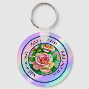 Llavero Rosas de Elegancia Rosa y Amarillo Acuarela Pastel