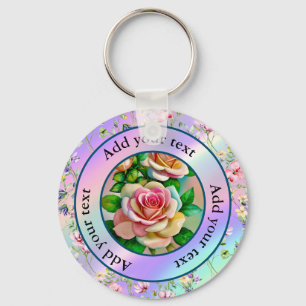 Llavero Rosas de Elegancia Rosa y Amarillo Acuarela Pastel