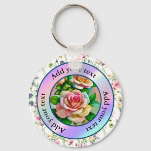 Llavero Rosas de Elegancia Rosa y Amarillo Acuarela Pastel