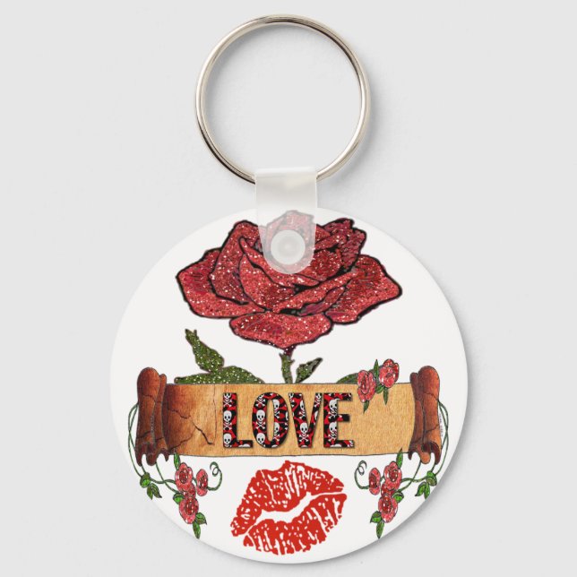 Llavero ROSAS de la RAB Rockabilly, amor y labios (Anverso)