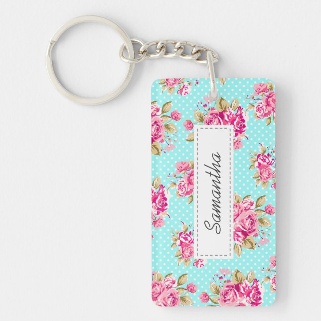 Llavero Rosas de Shabby Chic Floral (Frente)