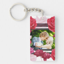 Llavero Rosas del Aniversario boda, franjas, foto Personal