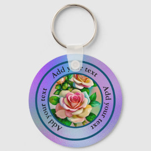 Llavero Rosas elegantes Pastel de color rosa y amarillo