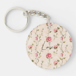 Llavero Rosas Florales de Amor Rosa Crema Precioso