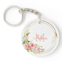 Rosas florales rosados - Marco dorado - Personaliz